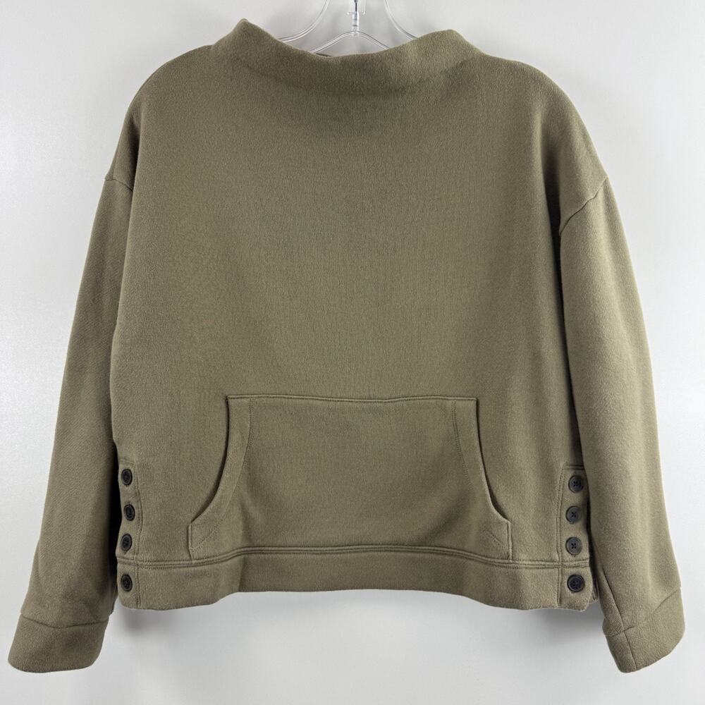 Madewell MWL Olive Green Boat Neck Cropped Sweatshirt Pouch Pocket Womens Small